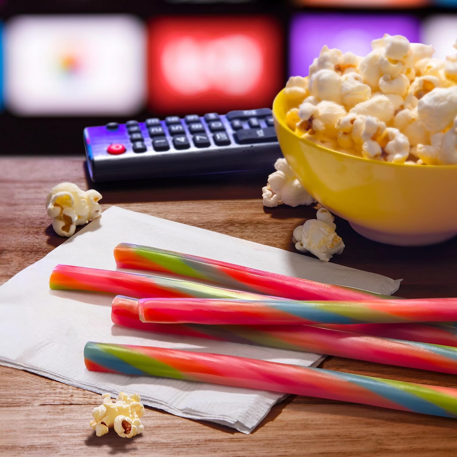 SweeTarts Twisted Rainbow Punch Ropes With Popcorn