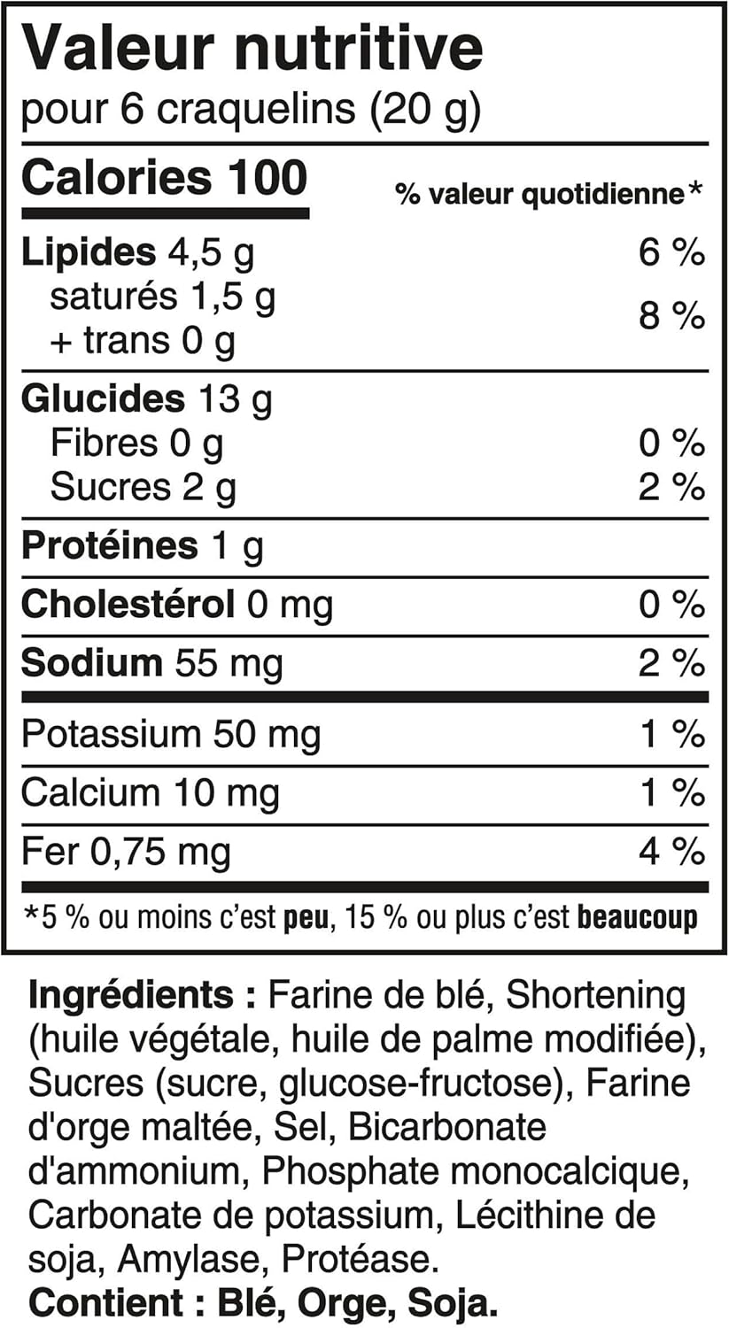 Nutritional information and ingredient list for Ritz Low Sodium Crackers, 180g/6.3 oz.