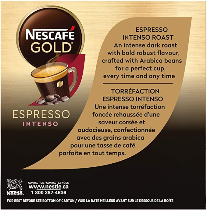 Nescafé Gold Espresso Intenso Capsules, K-Cups, 30 Count, 1 Box {Imported from Canada}