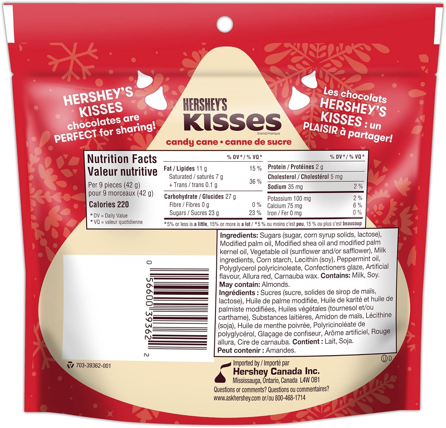 Hershey's Candy Cane Kisses, 180g/6.3 oz