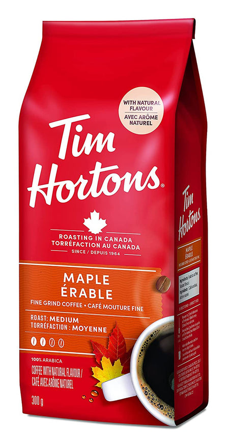 Tim Hortons Maple Coffee, Fine Grind, Medium Roast, 300g/10.6oz., (Imported from Canada)