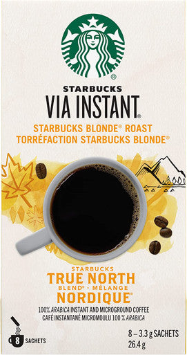Starbucks Via Instant True North Blend Blonde Roast Instant Coffee, 8 sachets {Imported from Canada}