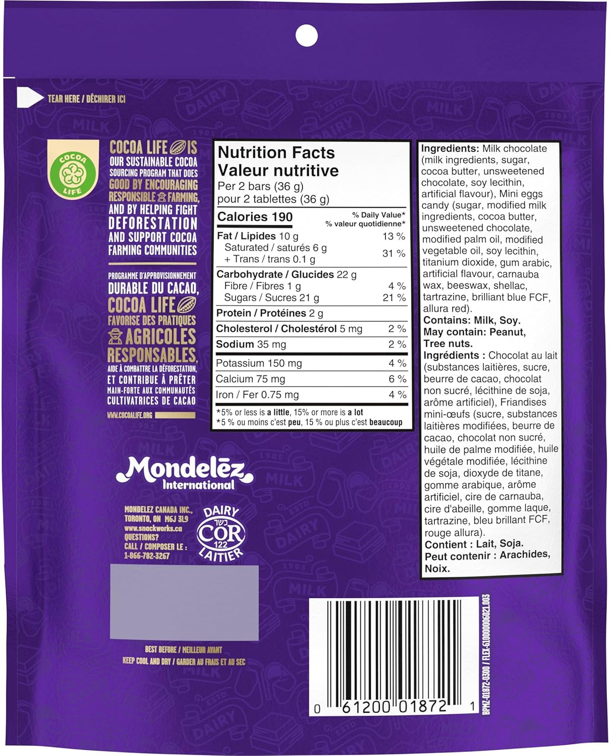 Cadbury Dairy Milk Mini Eggs Chocolate, 8 Mini Bars, 144g/5.1 oz