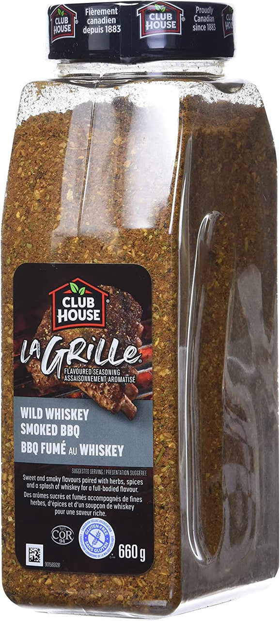 Club House La Grille Wild Whiskey Smoked BBQ Seasoning Blend, 660g/1.4 lbs., {Imported from Canada}