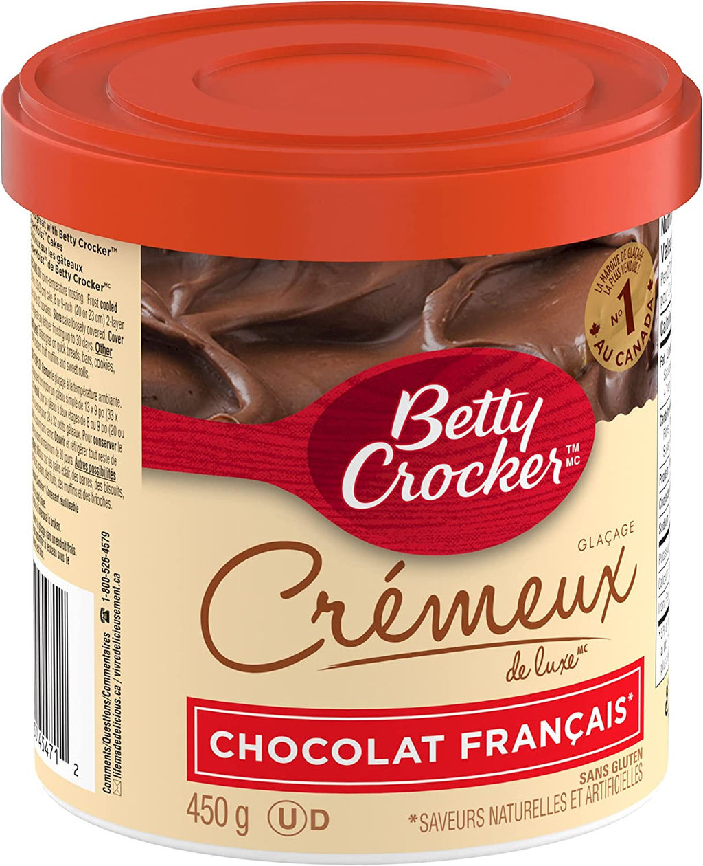 Betty Crocker Gluten Free Creamy Deluxe French Chocolate Frosting, 450g/15.75 oz. Jar {Imported from Canada}