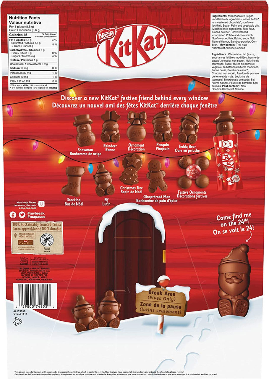 Nestle Kit Kat Christmas Holiday Chocolate Advent Calendar, 208g/7.3 oz. Box {Imported from Canada}