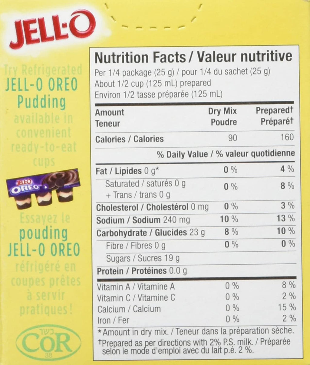 Jello Lemon Instant Pudding Mix, 99g/3.5oz., X 6 PKG.{Imported from Canada}