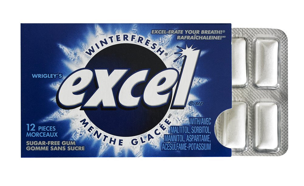 Excel Sugar-Free Gum, Winterfresh, 12 Count {Imported from Canada}