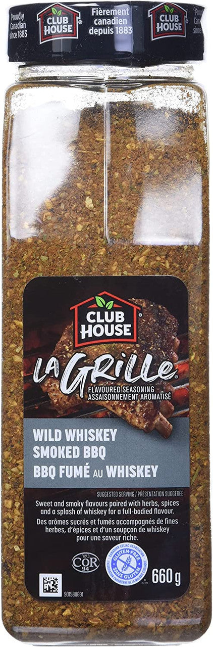 Club House La Grille Wild Whiskey Smoked BBQ Seasoning Blend, 660g/1.4 lbs., {Imported from Canada}