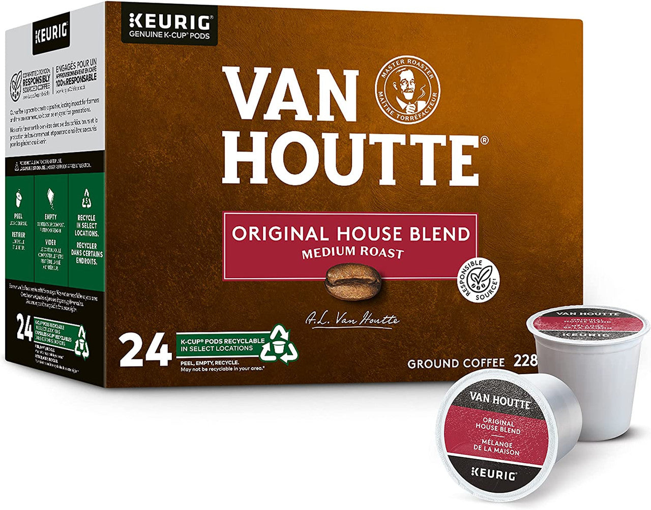 Van Houtte House Blend Coffee, 24 K-Cups, 1 Box {Imported from Canada}
