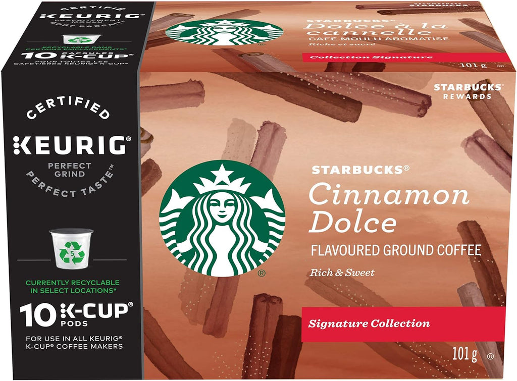 Starbucks Cinnamon Dolce Flavored Coffee, 10 K-cups, 101g/3.5 oz