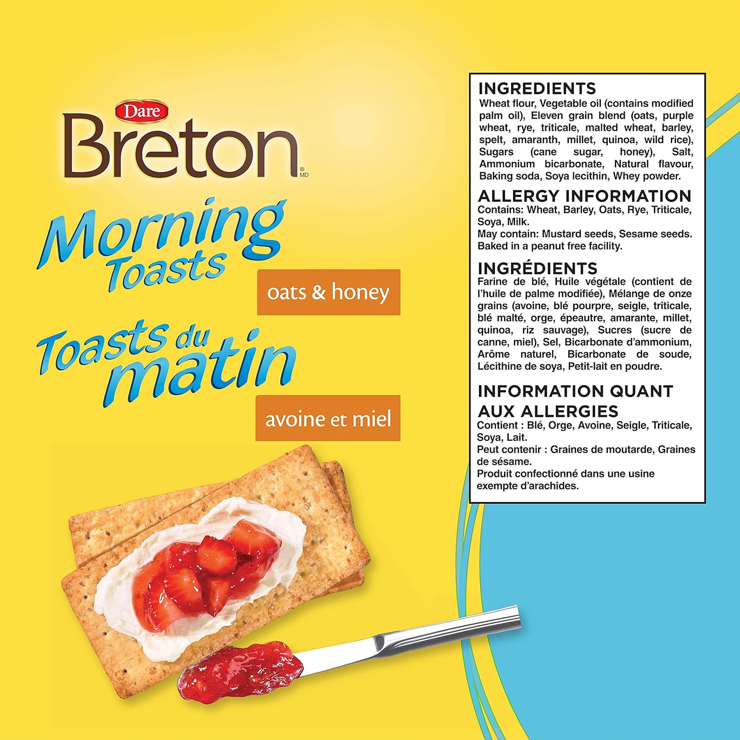 Dare Breton Morning Toasts Oats & Honey Crackers, 225g/8 oz. Box {Imported from Canada}