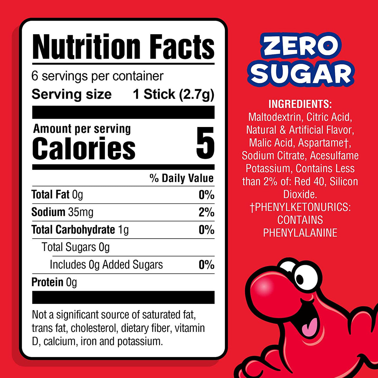 Nerds Zero Sugar Cherry Drink Mix, 6 packets, 16g/0.6 oz. Box {Imported from Canada}