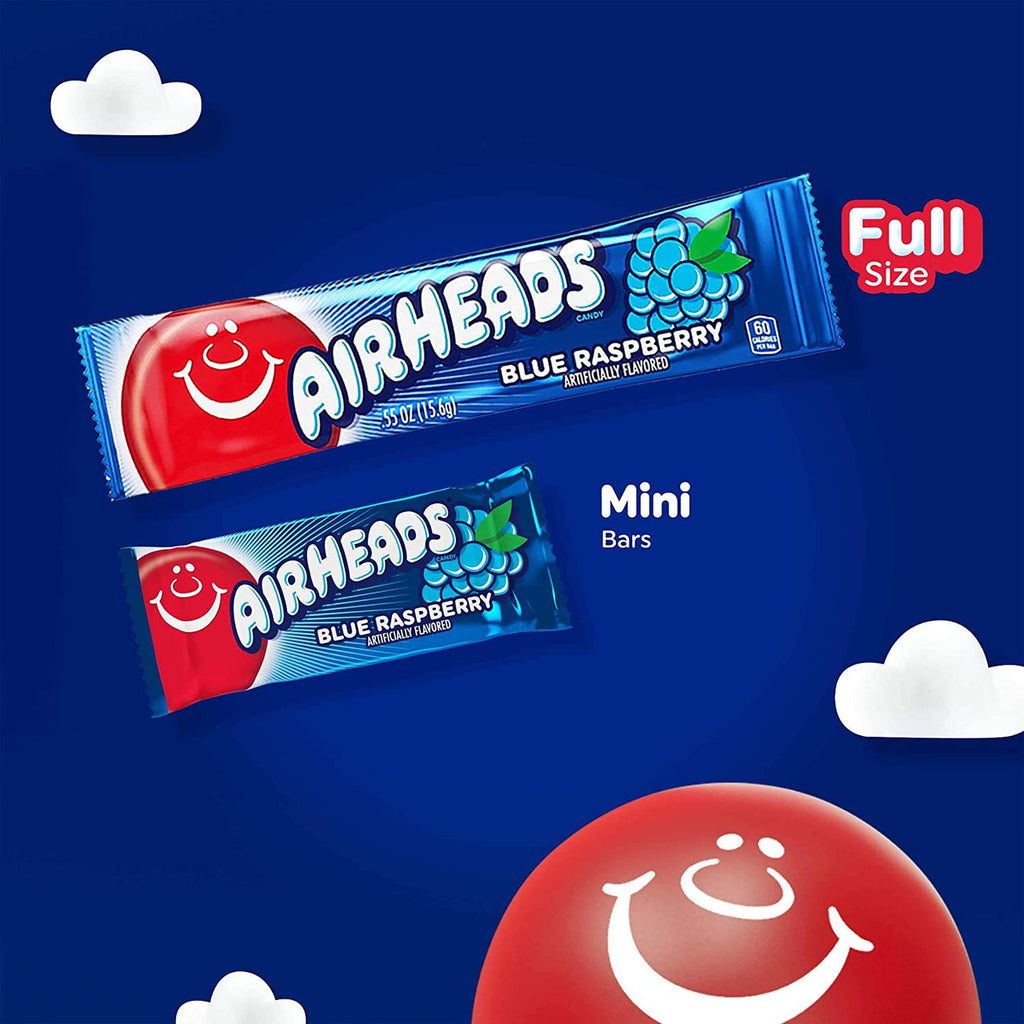 Airheads Candy Individually Wrapped Bars, Blue Raspberry, 0.55 Ounce (Pack of 36) {Imported from Canada}