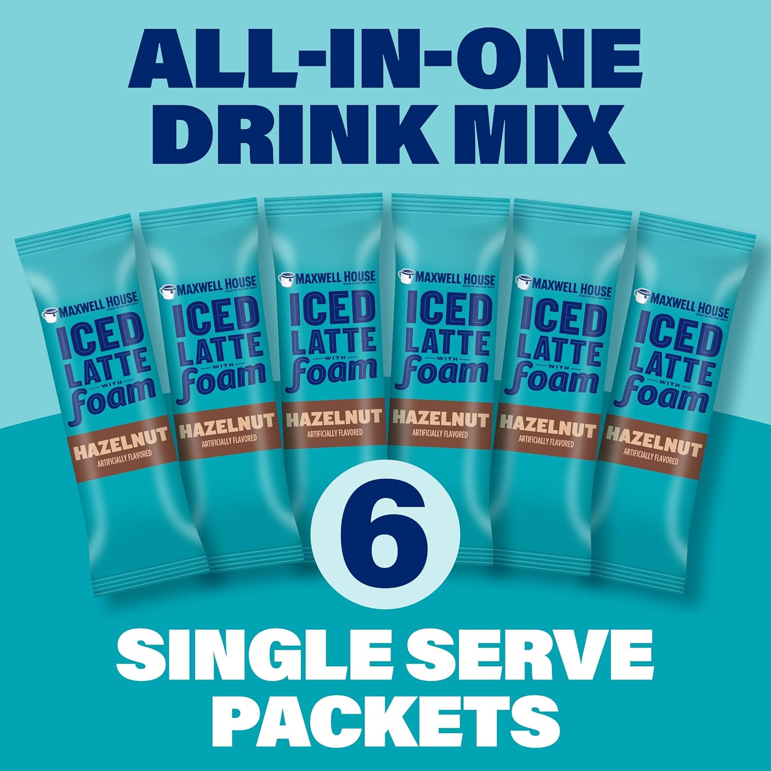 Maxwell House Iced Latte with Foam, Hazelnut Flavored, 6 packets, 165g/6 oz