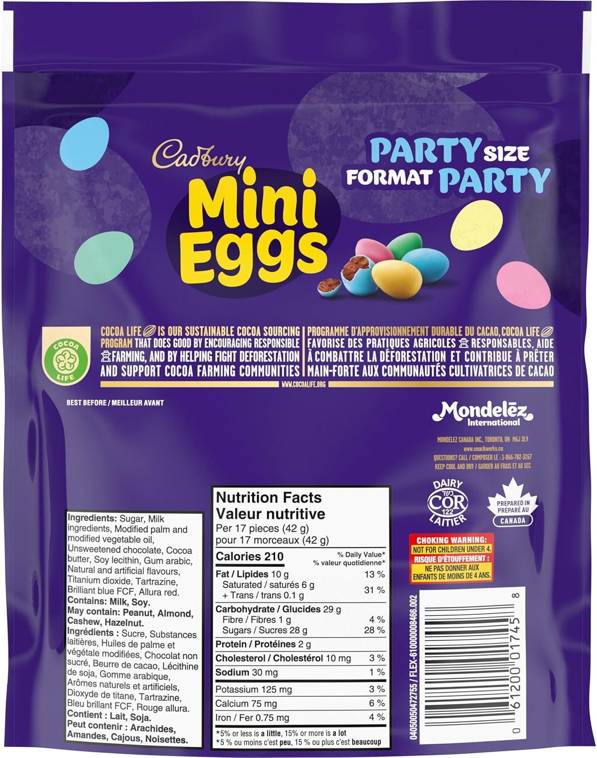 Cadbury Mini Eggs Party-Size 700g/24.6 oz with purple background