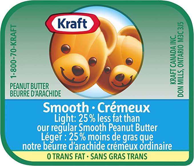 Kraft Peanut Butter Smooth Light Single Portion Control Packs - 18g x 100ct, 2pk {Imported from Canada}