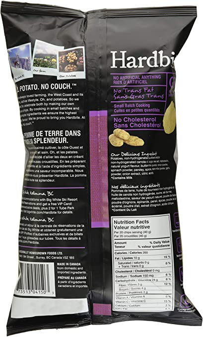 Hardbite Wild Onion & Yogurt All Natural Potato Chips, 150g/5.3oz., {Imported from Canada}