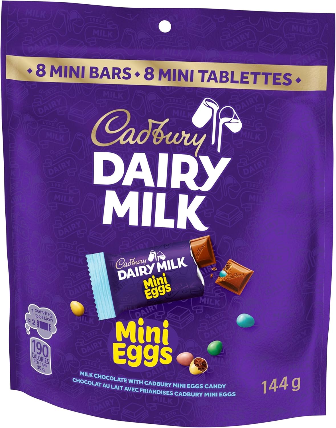 Cadbury Dairy Milk Mini Eggs Chocolate, 8 Mini Bars, 144g/5.1 oz