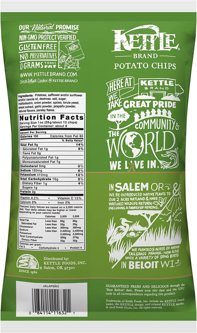 Kettle Chips, HOT Jalapeno Flavour, 220g/7.8oz {Imported from Canada}