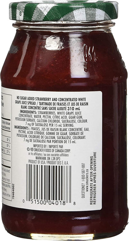 No Sugar Added Strawberry Jam, 310ml/10 oz., Jar {Imported from Canada}