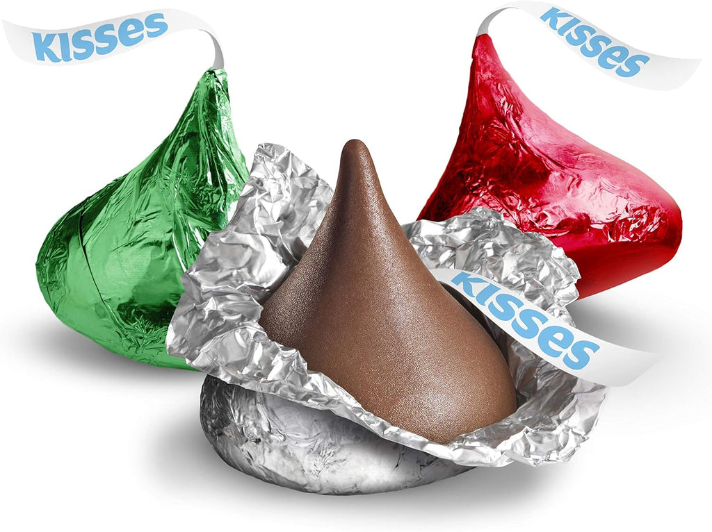 Hershey's Holiday Milk Chocolate Kisses, Red, Green, and Silver Wrapping, 180g/6.3 oz. Bag (Imported from Canada)