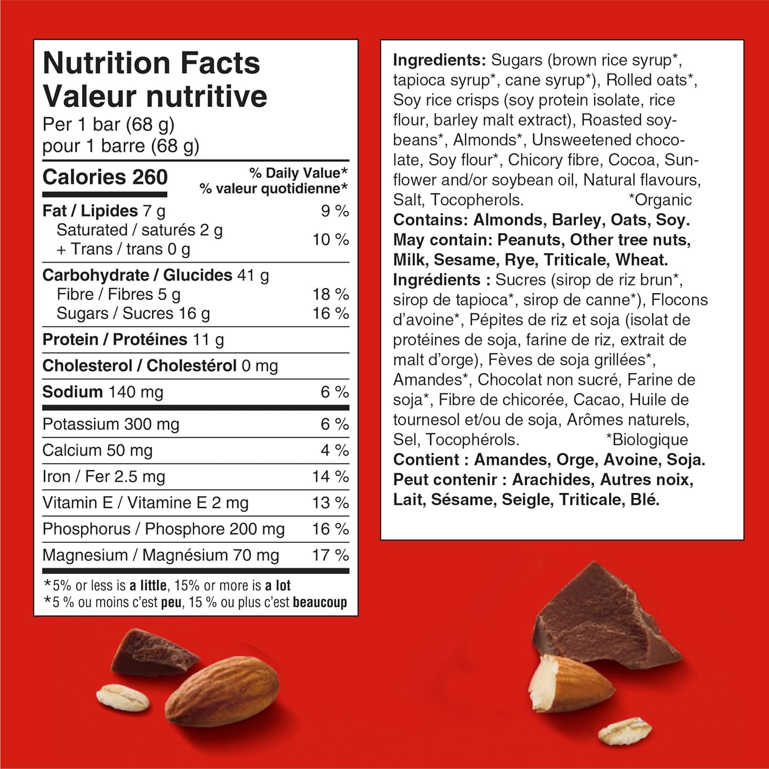 Clif Nutritional Supplement Energy Bars, Chocolate Almond Fudge Flavor, 10 Bars x 68g