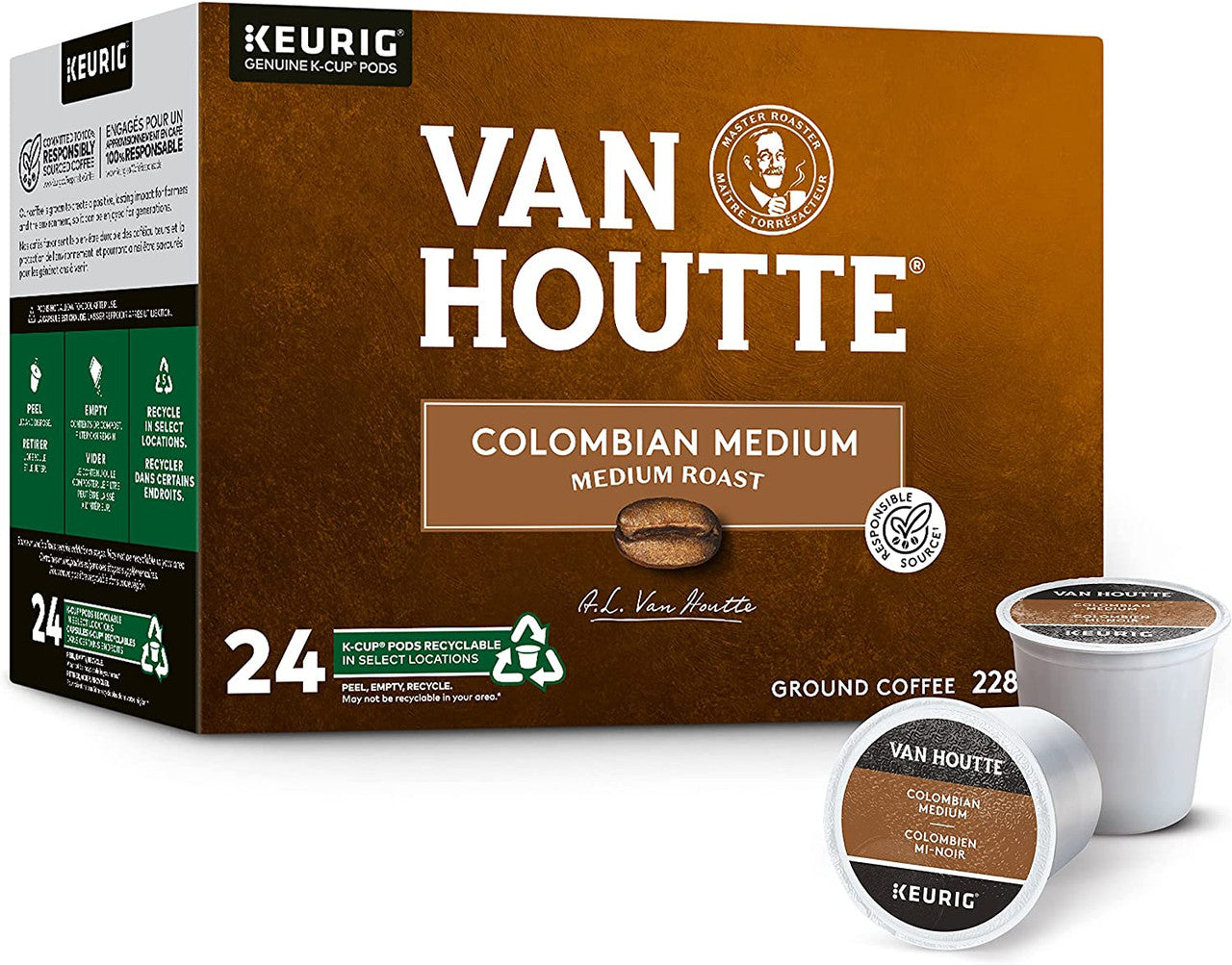 Van Houtte Colombian Medium Roast Coffee, 24 K-cups {Imported from Canada}