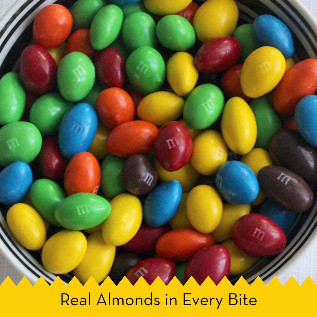 M&M's Almond Milk Chocolate Candies in a bowl.