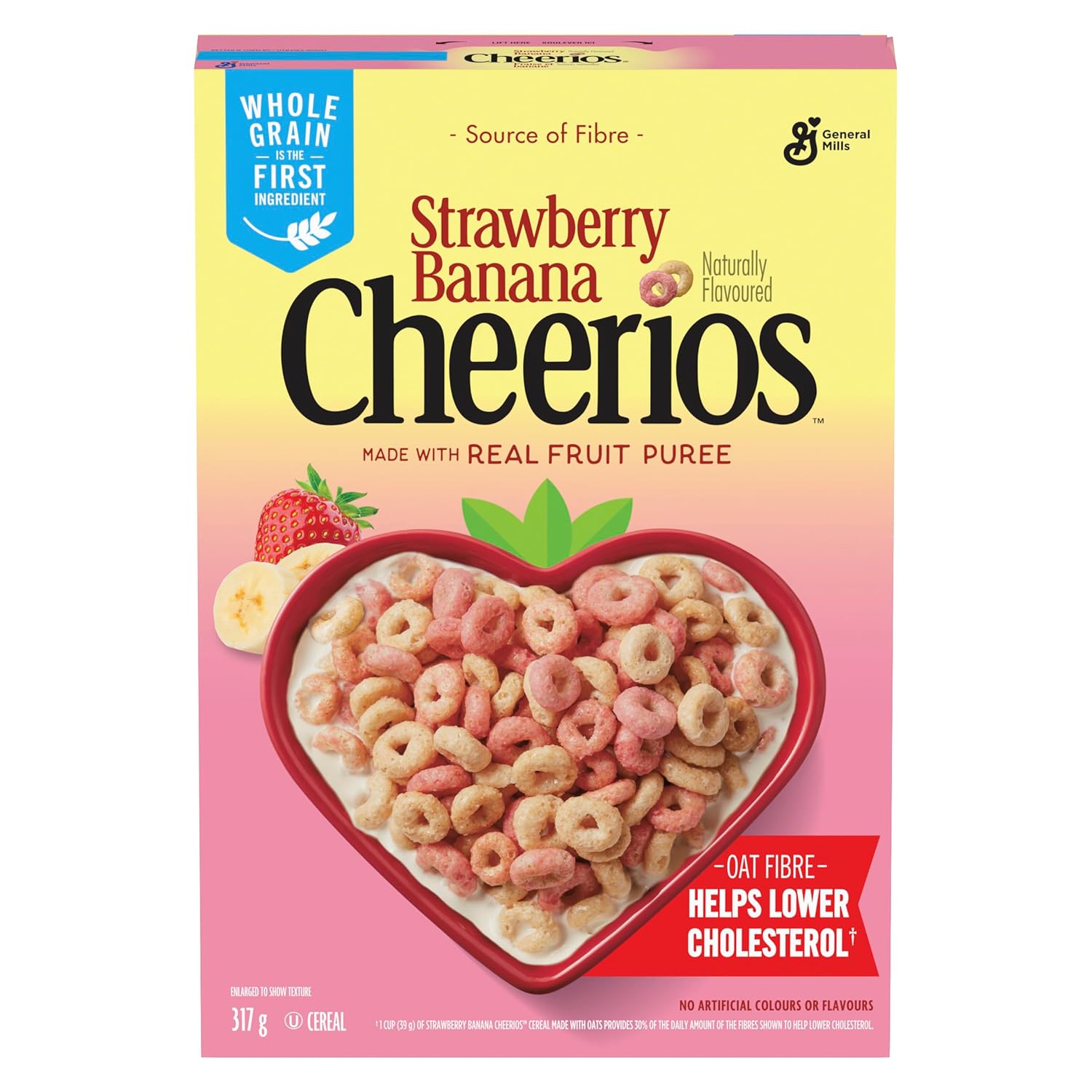 Cheerios Strawberry Banana Cereal, With Happy Hearts Shapes, 317g/11.1 oz