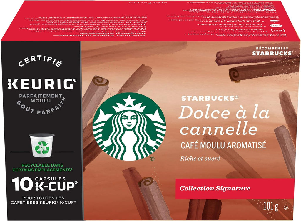 Starbucks Cinnamon Dolce Flavored Coffee, 10 K-cups, 101g/3.5 oz