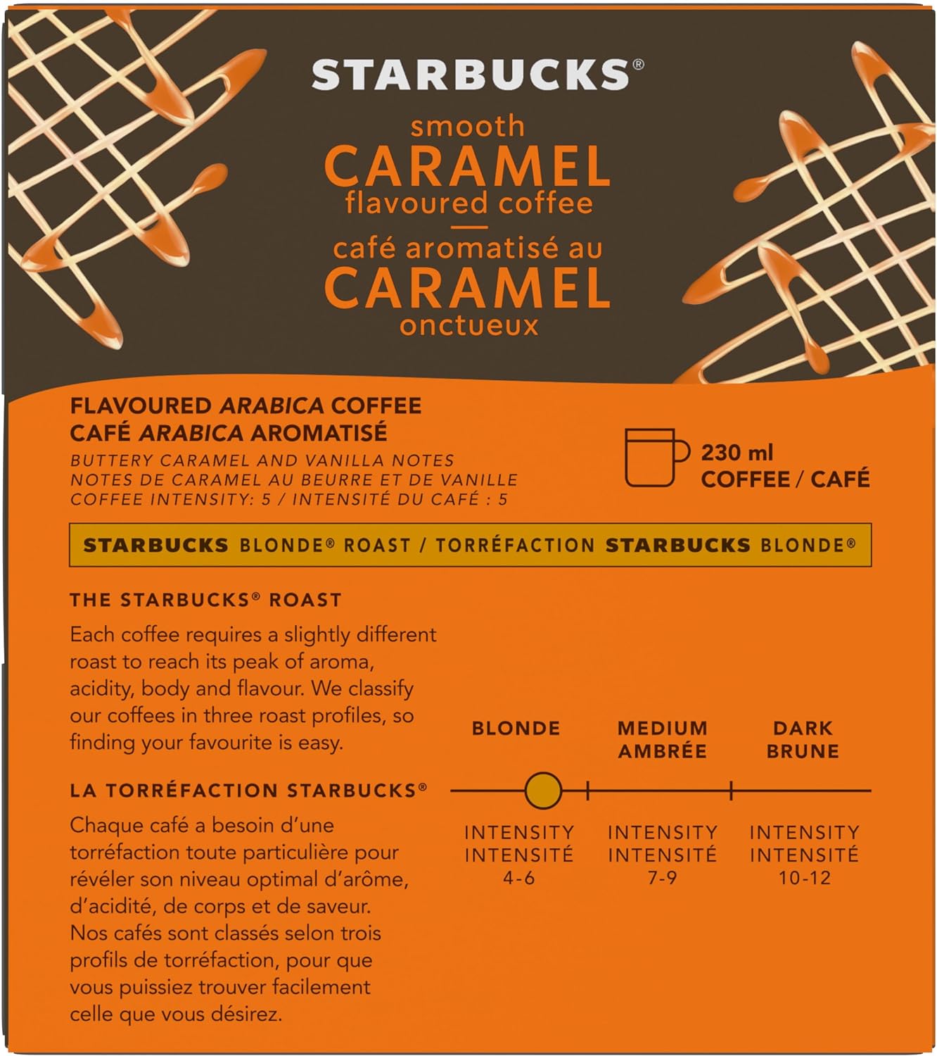 Starbucks Smooth Caramel Flavored Coffee, Capsules for Nespresso Vertuo, 8 count, 100g/3.5 oz