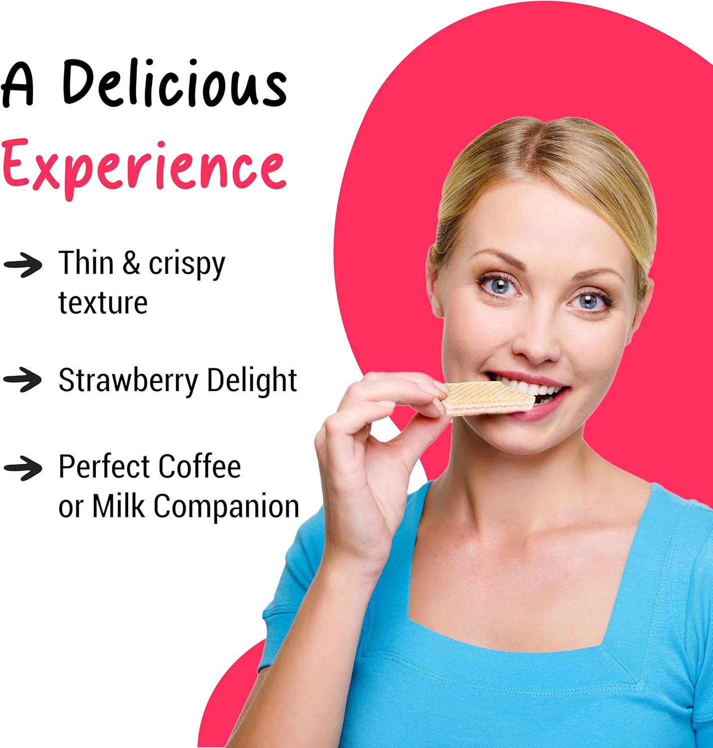 Lady Sarah Strawberry Flavored Cream Filled Wafers, 200g, description of strawberry wafers.