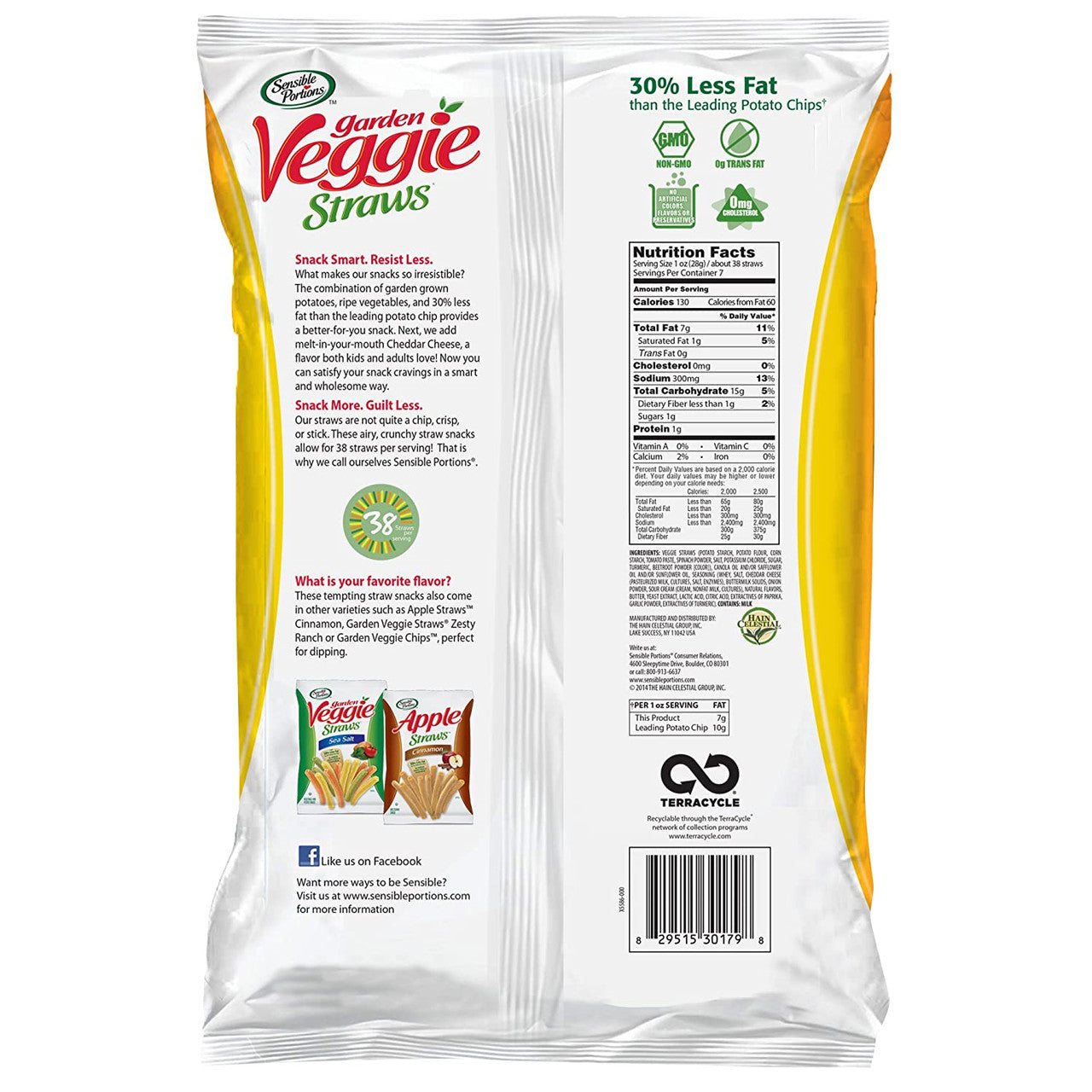 Sensible Portions Veggie Straws, Cheddar, 120g/4.2 oz. {Imported from Canada}