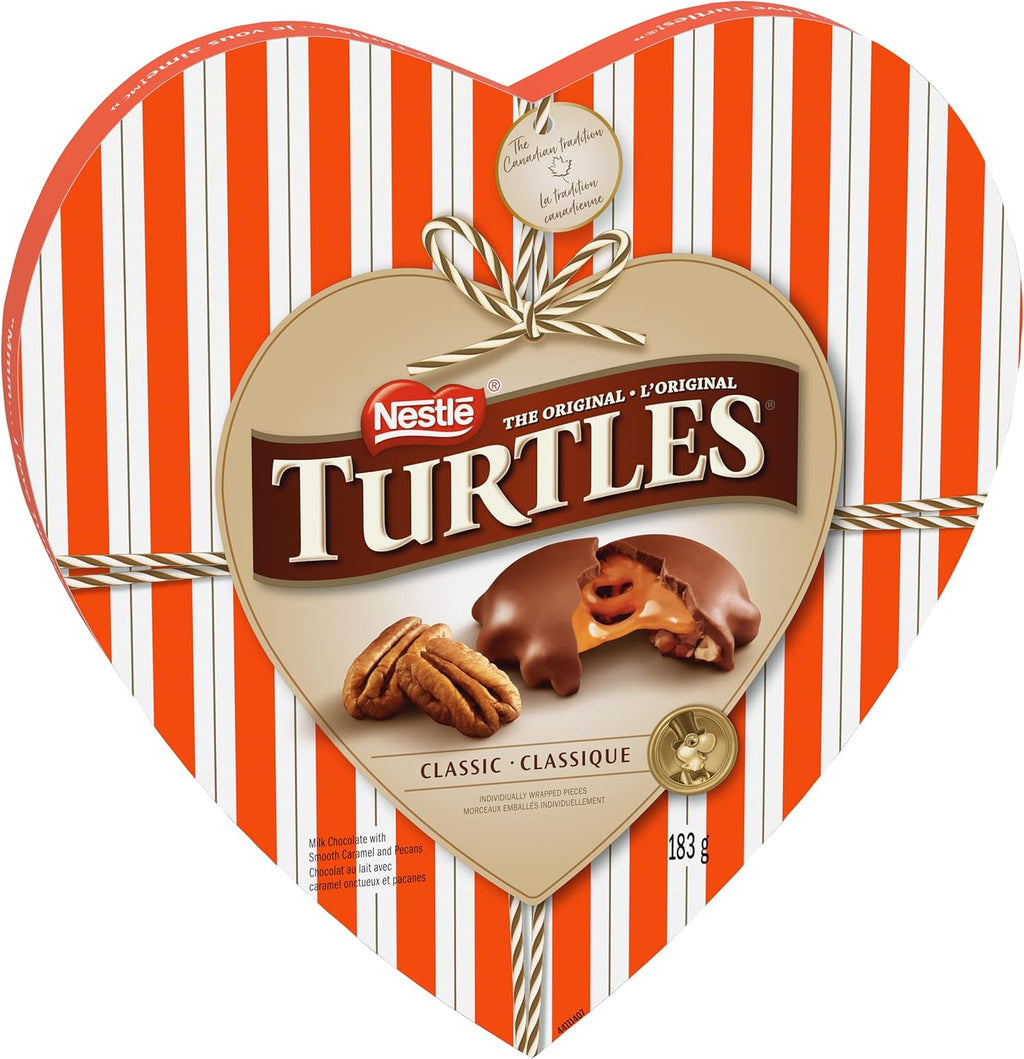 Nestle Turtles Valentine's Day Milk Chocolate Caramel & Pecans Clusters, 183g/6.5 oz. - Front Of Box