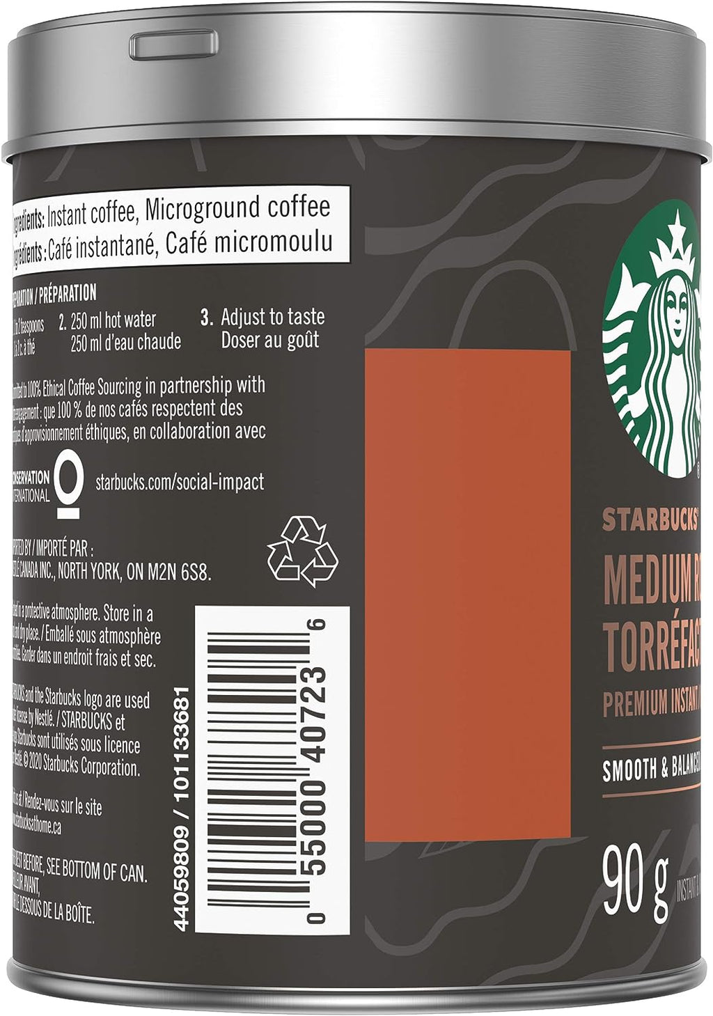 Starbucks Medium Roast Premium Instant Coffee, 90g/3 oz. Container {Imported from Canada}