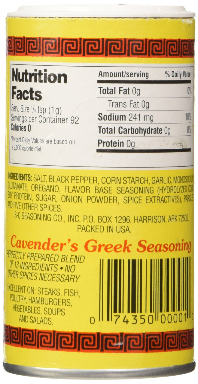 Cavender's All Purpose Greek Seasoning, 92g/3.2 oz., Bottle {Imported from Canada}