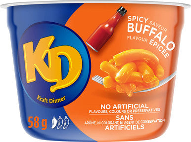 KD Kraft Dinner Spicy Buffalo Flavor Snack Cups, 58g/2 oz. 1 Cup (Imported from Canada)