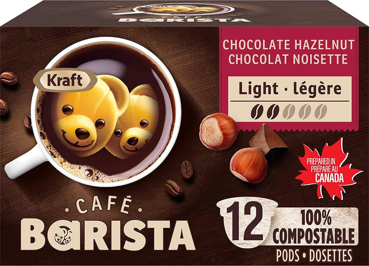 Kraft Cafe Barista Chocolate Hazelnut Light Roast Coffee, 12 K-Cups, 120g/4.2 oz. Box {Imported from Canada}