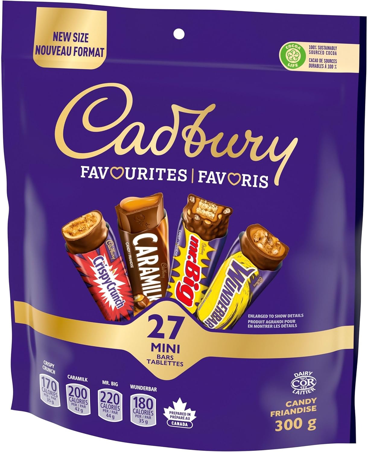 Cadbury Favourites chocolate bar package on a white background