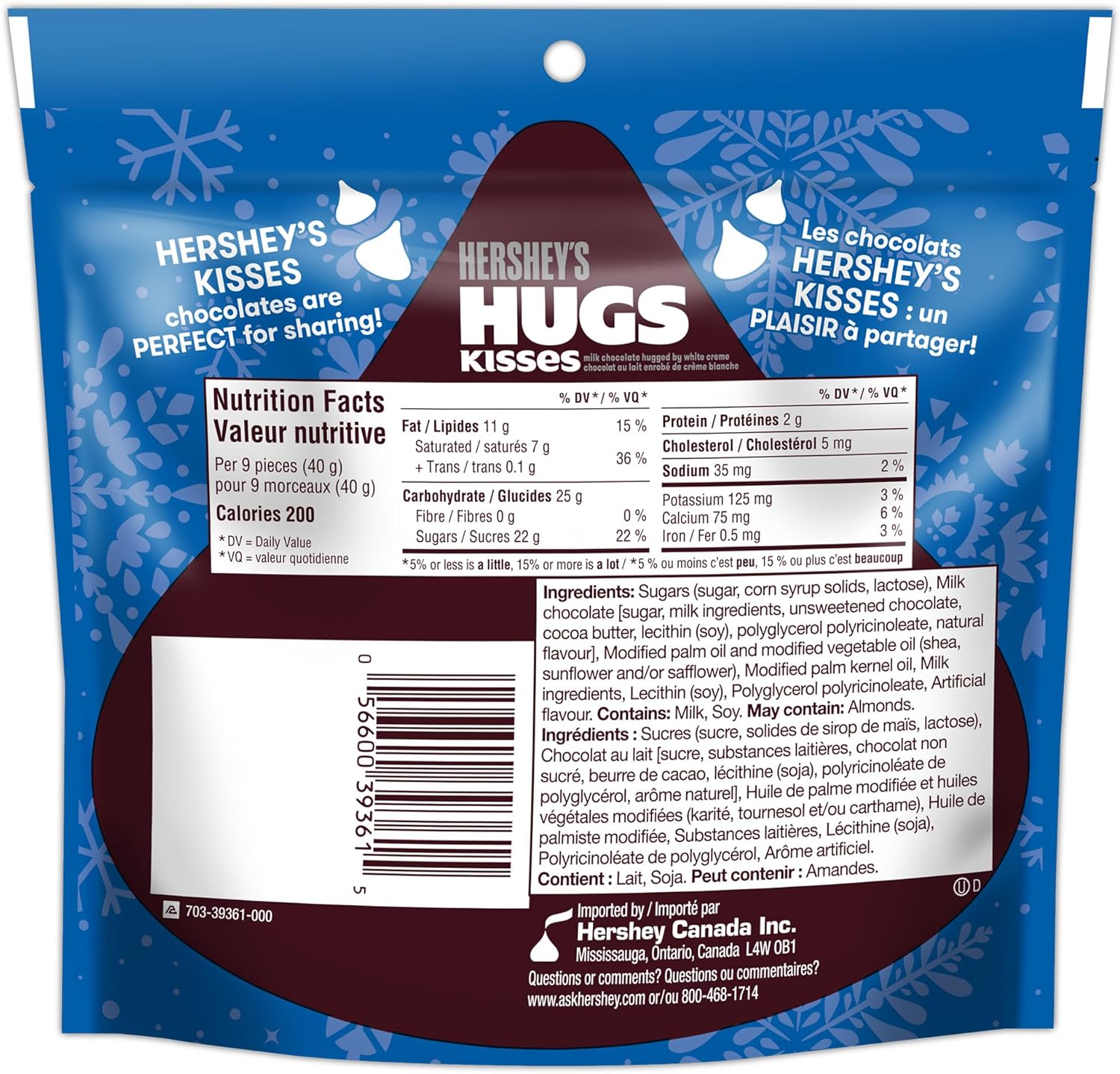 Hershey's Hugs Kisses, Milk Chocolate Hugged by White Creme, 180g/6.3 oz