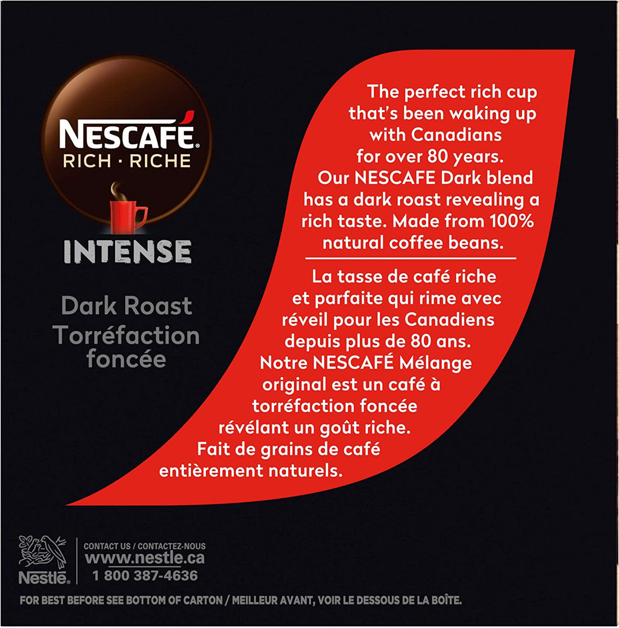 Nescafé Rich Intense Dark Roast Coffee, K-Cups, 30 Count, 1 Box {Imported from Canada}