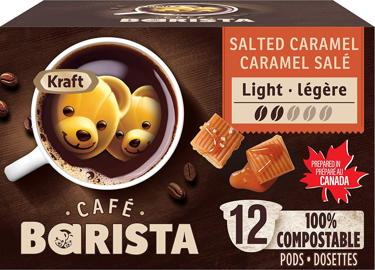 Kraft Cafe Barista Salted Caramel Light Roast Coffee, 12 K-Cups, 120g/4.2 oz. Box {Imported from Canada}