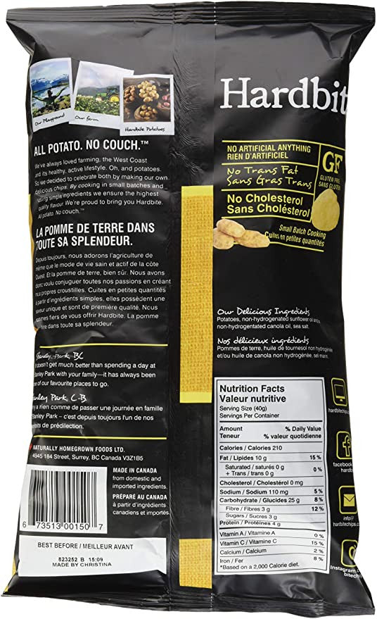 Hardbite All Natural Potato Chips, 150g/5.3oz., {Imported from Canada}