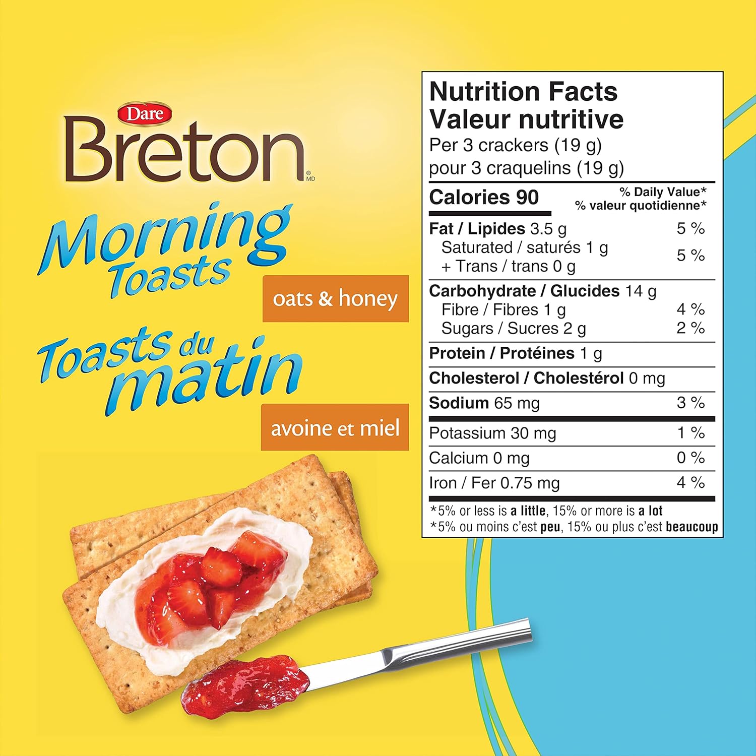 Dare Breton Morning Toasts Oats & Honey Crackers, 225g/8 oz. Box {Imported from Canada}