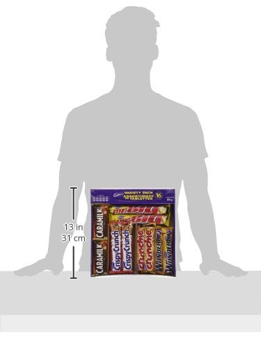 Cadbury 16 Full size Chocolate Bars Variety Pack - Wunderbar, Caramilk, Mr.Big, Crunchie, Crispy Crunch 816 g