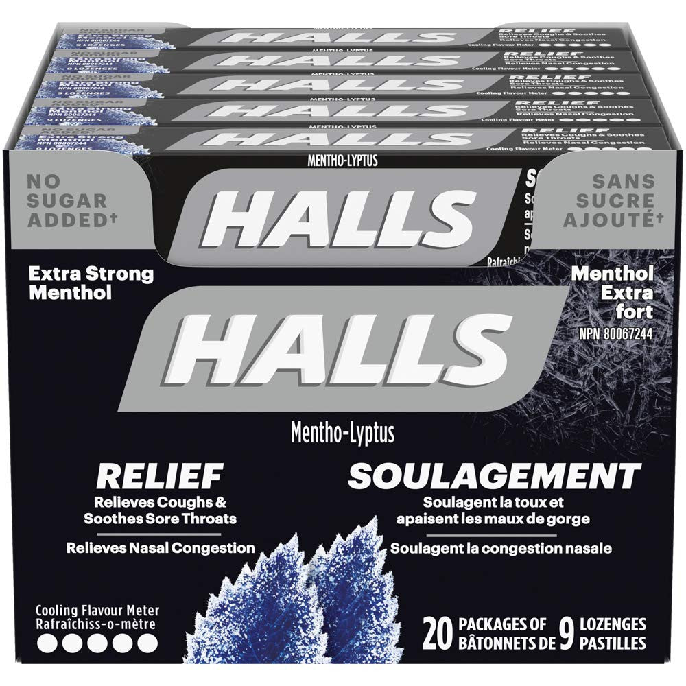 Halls Extra Strong Menthol, 20x9/180ct {Imported from Canada}