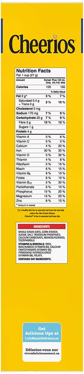 Cheerios Cereal, Family Size, 570g/20oz., {Imported from Canada}