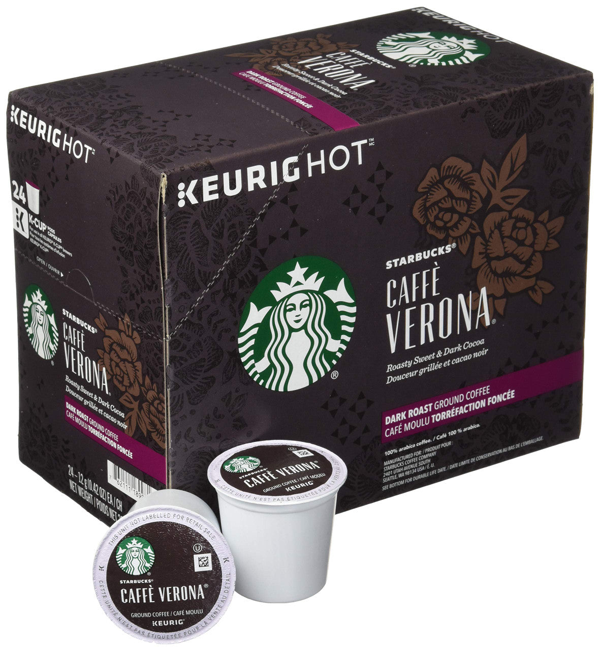 Starbucks Caffe Verona Coffee 96 K Cups Packs {Imported from Canada}
