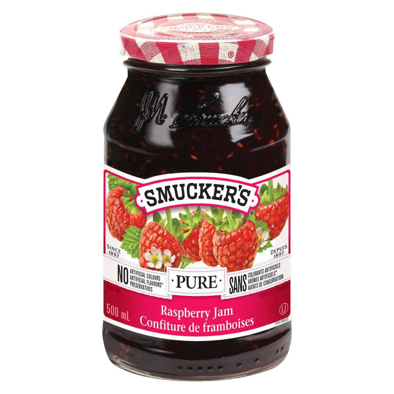 Pure Raspberry Jam, 500ml/17.5 oz., Jar {Imported from Canada}